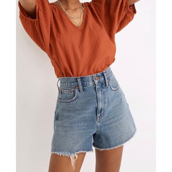 MADEWELL High Rise Denim Cut Off Shorts - Picture 1 of 5